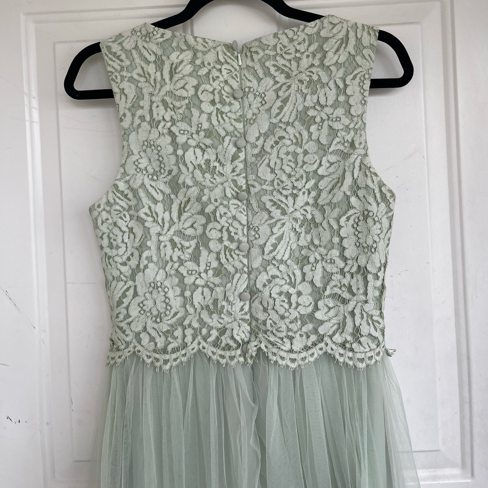 JJ’s house Sage bridesmaid tule dress thick floral lace - Picture 4 of 12